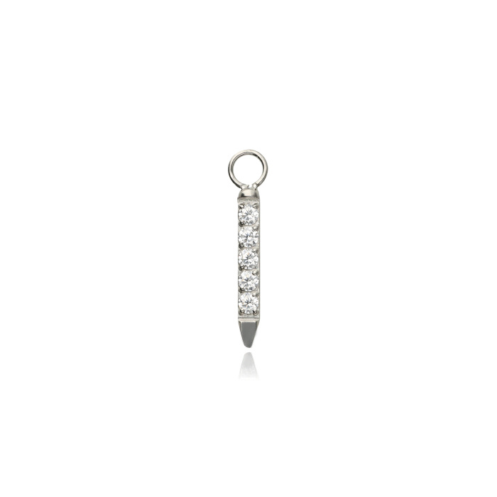 Titanový charms s bílými zirkony - stříbrný - D-063