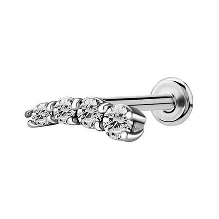 Labreta stříbrný cluster s bílými zirkony Premium - pravý - LGW-028