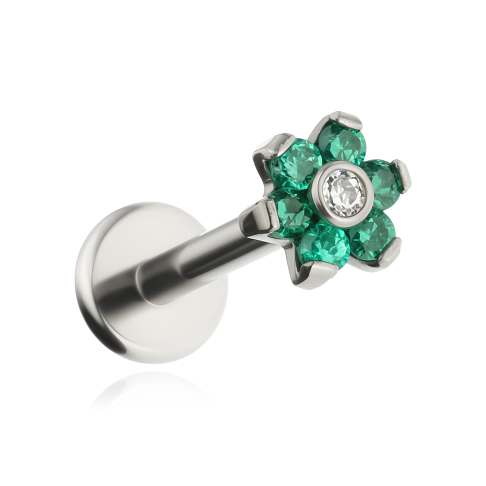 Titanová labreta s bílými zirkony - stříbrný