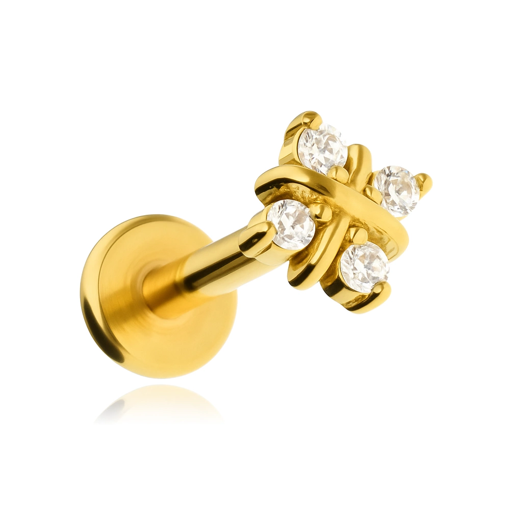 Labreta s bílými zirkony - zlatá - LGW-052