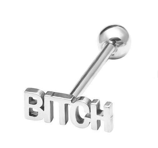 Piercing do jazyka silver - BITCH - KJ-001