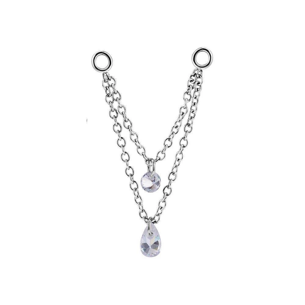 Řetízek - zirkony - stříbrný - D-020