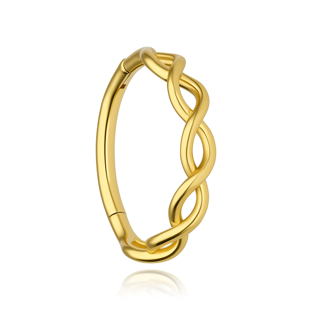 Piercingový clicker s bílými zirkony - zlato - K-080