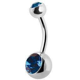Piercing do pupíku s tmavě modrým zirkonem - KP-001-14