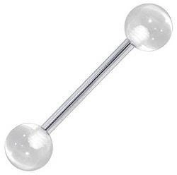 Piercing do jazyka - transparentní - 1.6/16/6 - KJ-046