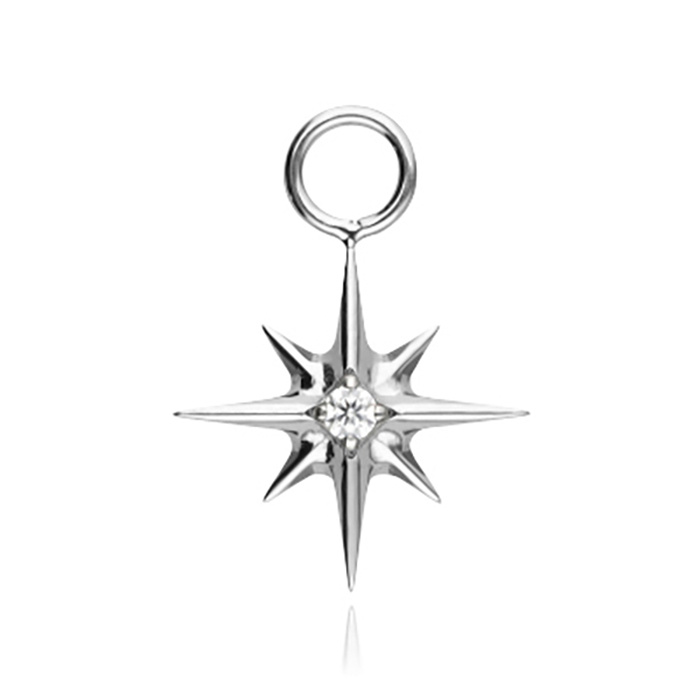 Titanový charms - hvězda s bílými zirkony - stříbrný - D-072