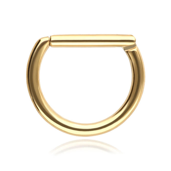 Titanové náušnice s D-kroužkem - zlaté - TK-009