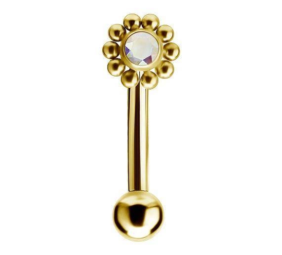 Titanový banánek - Premium Zirconia - zlato a barevné zirkony - TB-007