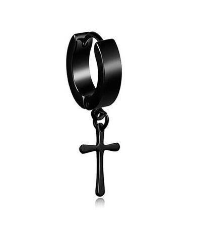 HUGGIE ozdobné náušnice křížky černé - KH-005