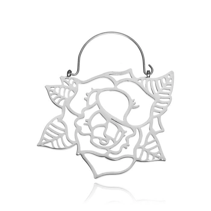 Přívěsek tunel - růže - stříbro - KU-006