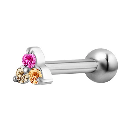 Náušnice z chrupavky se zirkony - oranžová - CH-001