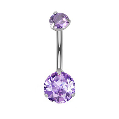 Titanový piercing do pupíku s fialovými zirkony - TPP-014