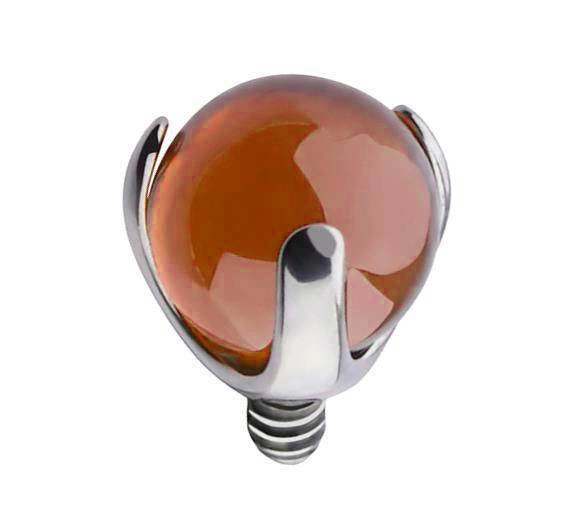 Titanová koncovka pro tyčinky se závitem - červený zirkon - TNA-043