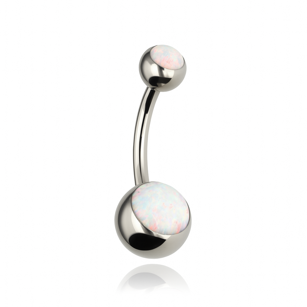 Titanový piercing do pupíku s opálem - TPP-008