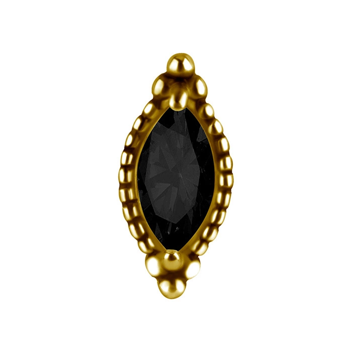 Koncovka pro tyčinky push in - s černým zirkonem - CoCr NF - zlatý - PI-006
