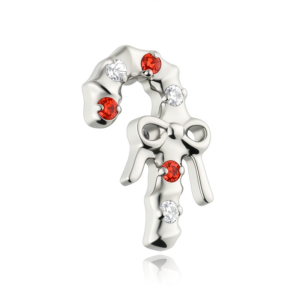 Titanová koncovka pro tyčinky stříbrný s bílými zirkony - - TNA-104