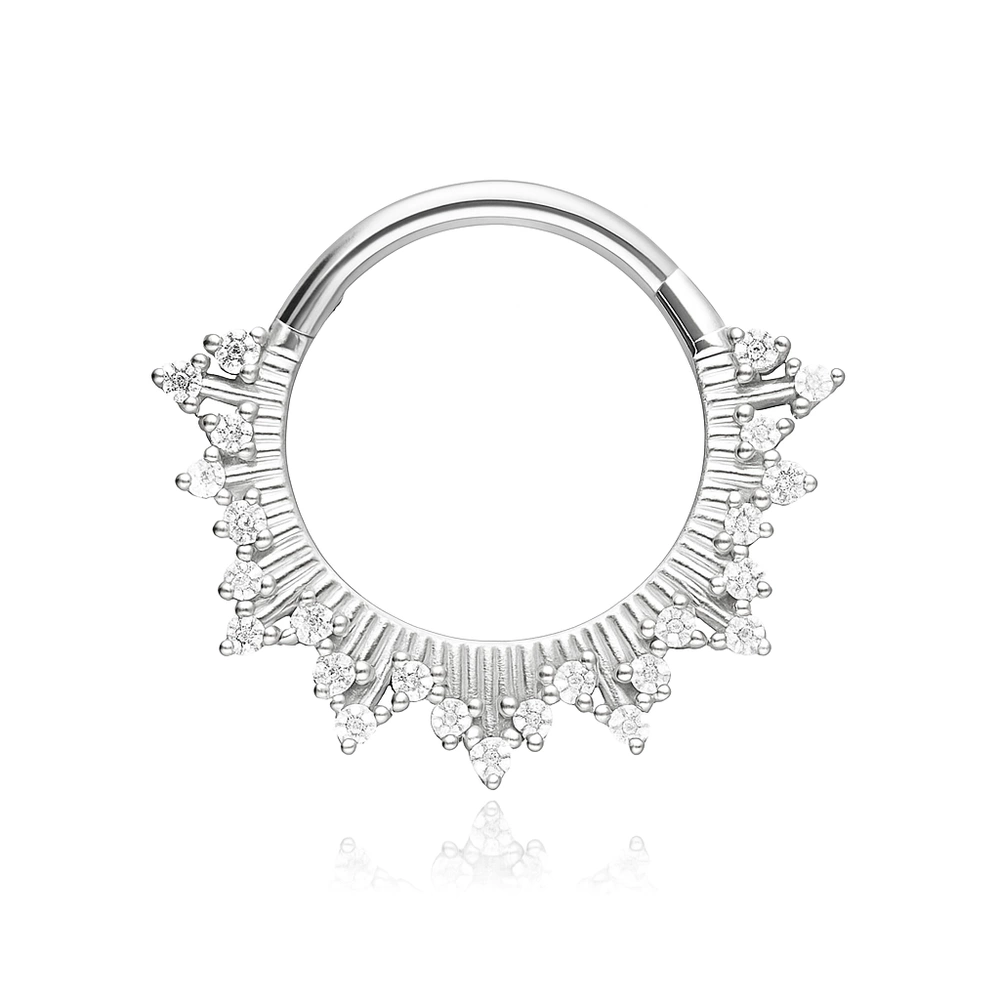 Piercingový clicker s bílými zirkony - zlato - K-080