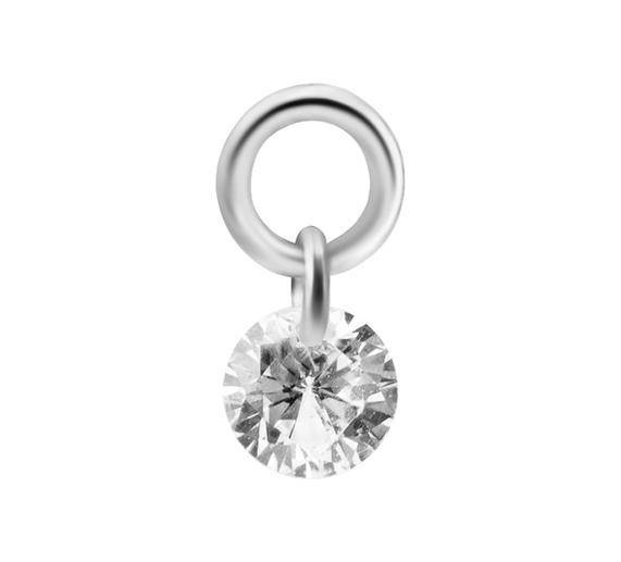 Titanový charms - zirkony - stříbrné - D-026