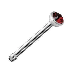 Piercing do nosu s červeným zirkonem - NS-002