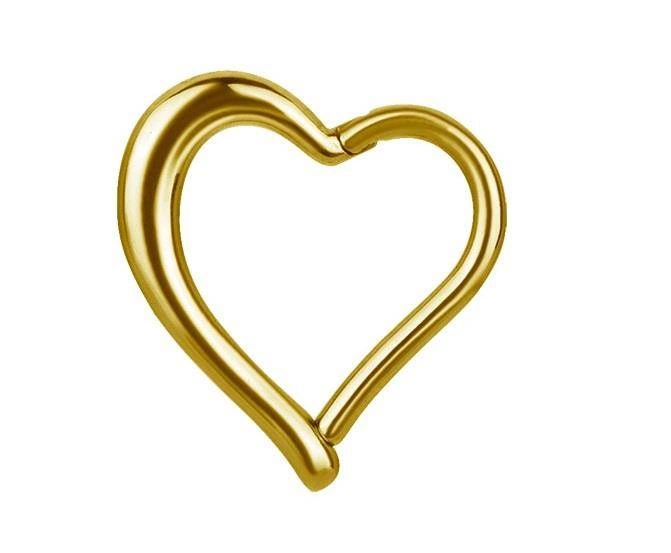 Ozdobné klipsové náušnice - zlaté srdce - K-020