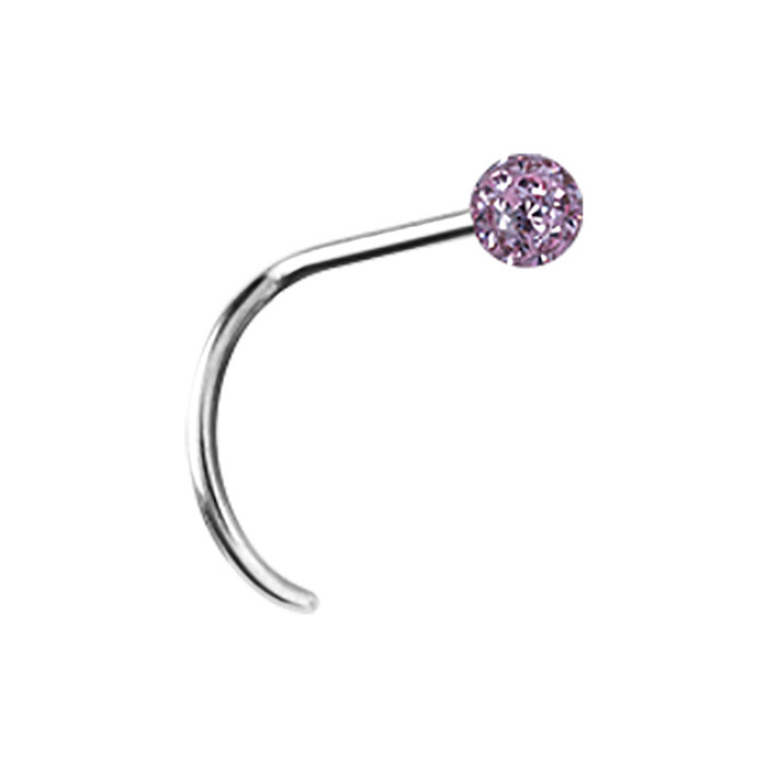 Titanový piercing do nosu s bílým zirkonem - TN-016