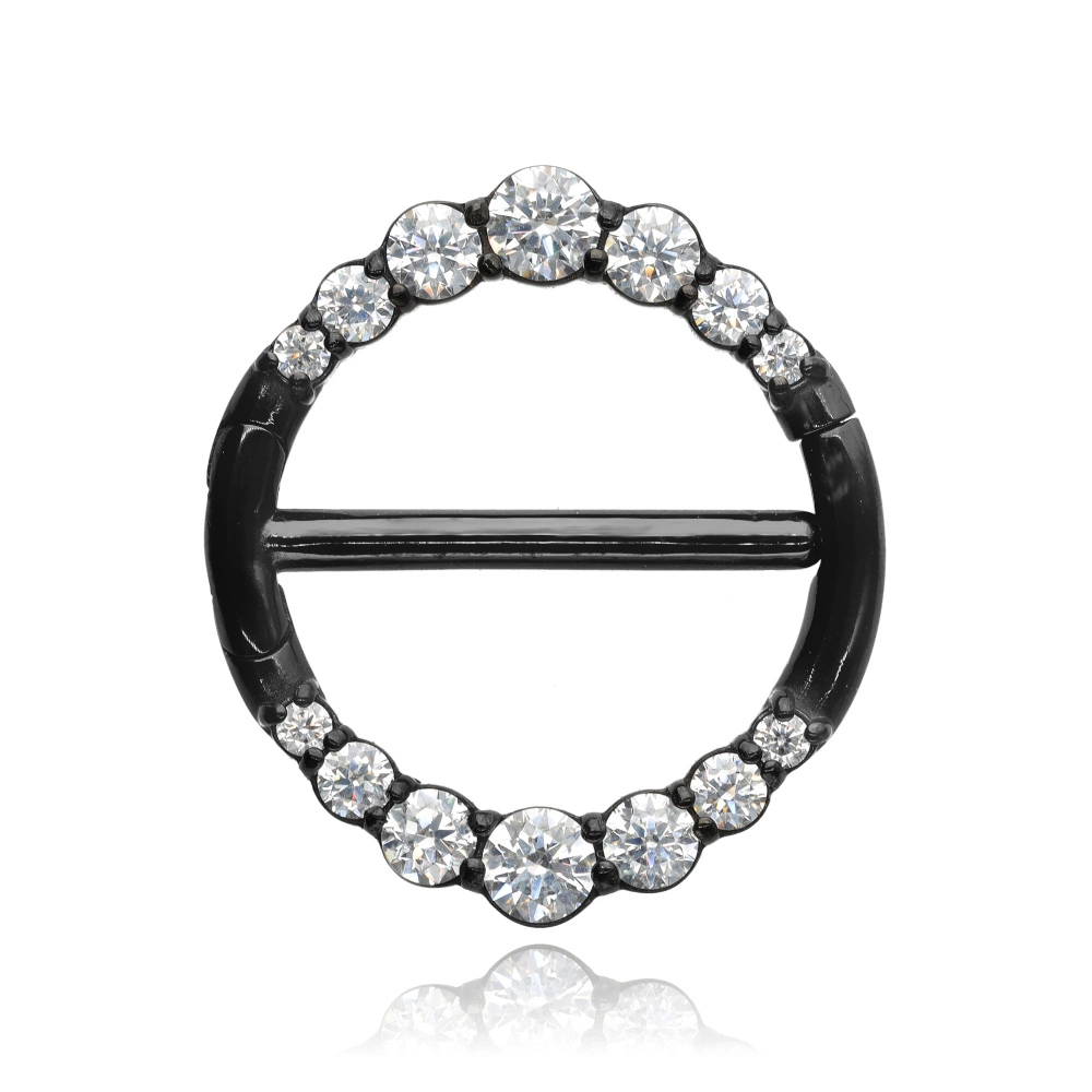 Piercing do bradavky s bílými zirkony - PREMIUM ZIRCON - S-012