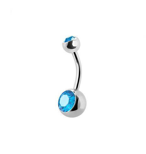 Piercing do pupíku s modrým zirkonem - KP-001-12