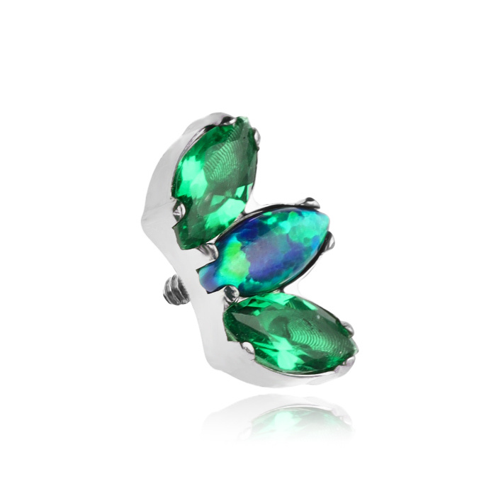 Titanová koncovka pro tyčinky stříbrný s bílými zirkony - - TNA-104