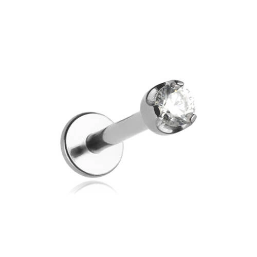 Titanová labreta s bílým zirkonem