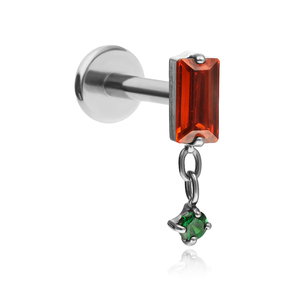 Titanová labreta s bílými zirkony - stříbrný