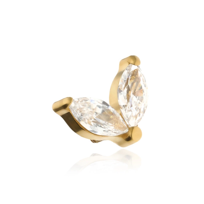 Titanová koncovka pro tyčinky s bílými zirkony - zlato - TNA-104