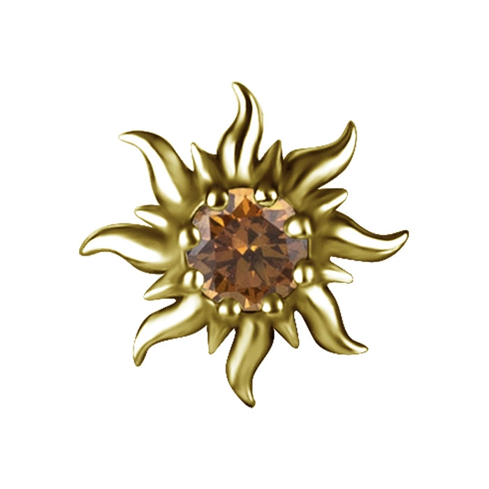 Koncovka pro tyčinky push in - s bílými zirkony - CoCr NF - zlatá - PI-028