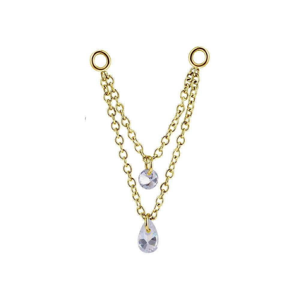 Řetízek - zirkony - zlatý - D-020