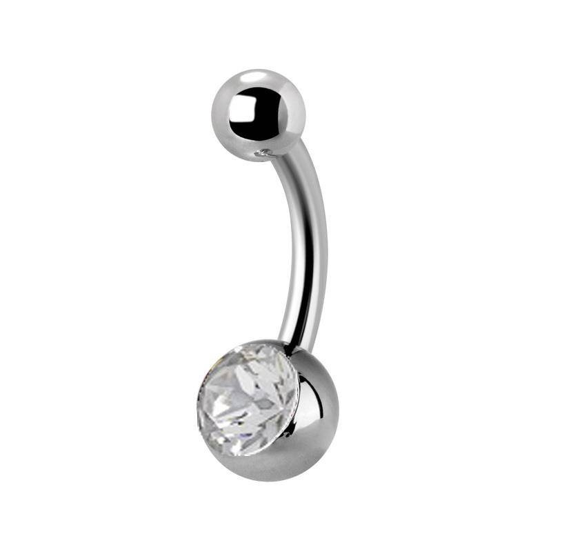 Titanový piercing do pupíku - bílý zirkon - TPP-010