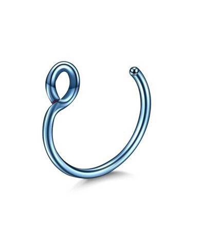 Oklamaný piercing do nosu  Modrý - FNS-048