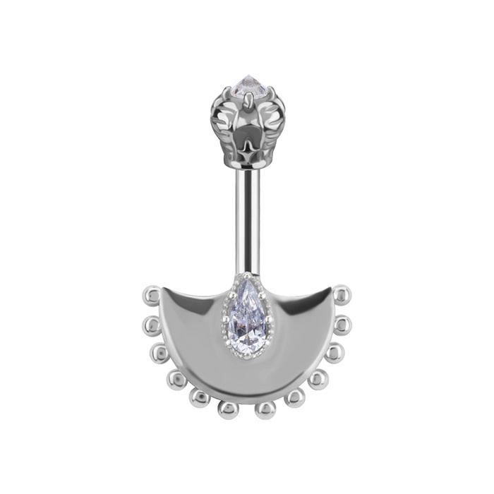 Labreta tulipán s bílými zirkony - stříbrný - LGW-053