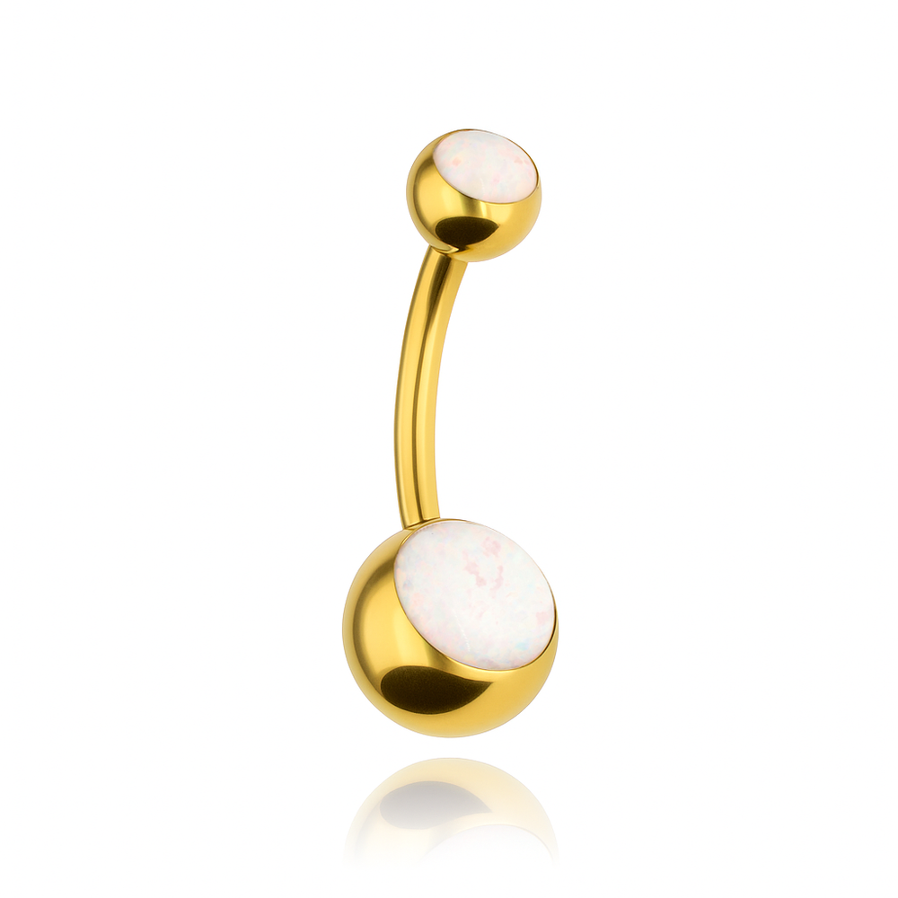 Titanový piercing do pupíku s opálem - TPP-008