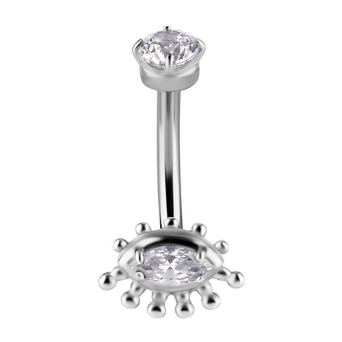 Banánek  - Premium Zirconia - bílé zirkony - stříbro - B-010