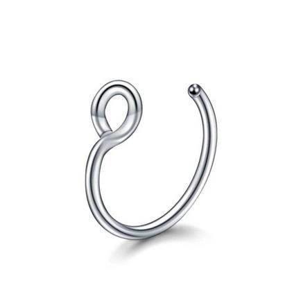 Fake piercing do nosu - stříbrný - FNS-048