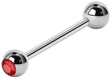 Piercing do jazyka - červený zirkon - KJ-055