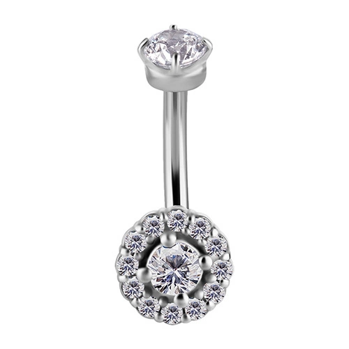 Banánek  - Premium Zirconia - bílé zirkony - stříbro - B-012