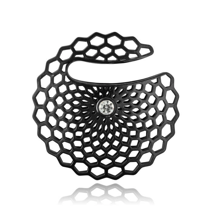 Závaží, závěs do ucha s bílým zirkonem - černé - PT-171