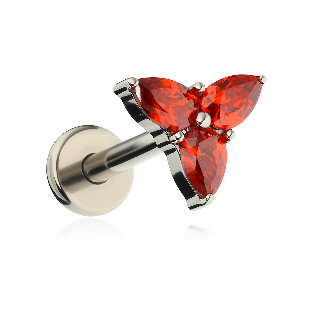 Titanová labreta se zelenými zirkony - stříbrný