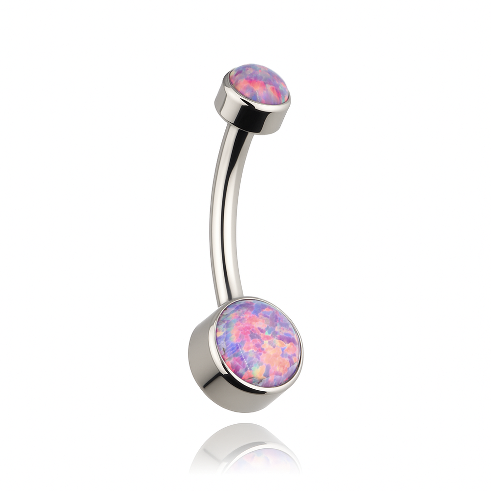 Titanový piercing do pupíku s fialovým opálem - TPP-024