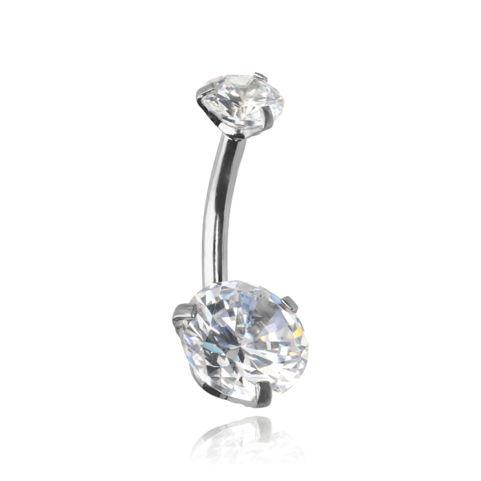 Stříbrný křišťálový Piercing do pupíku - KP-023